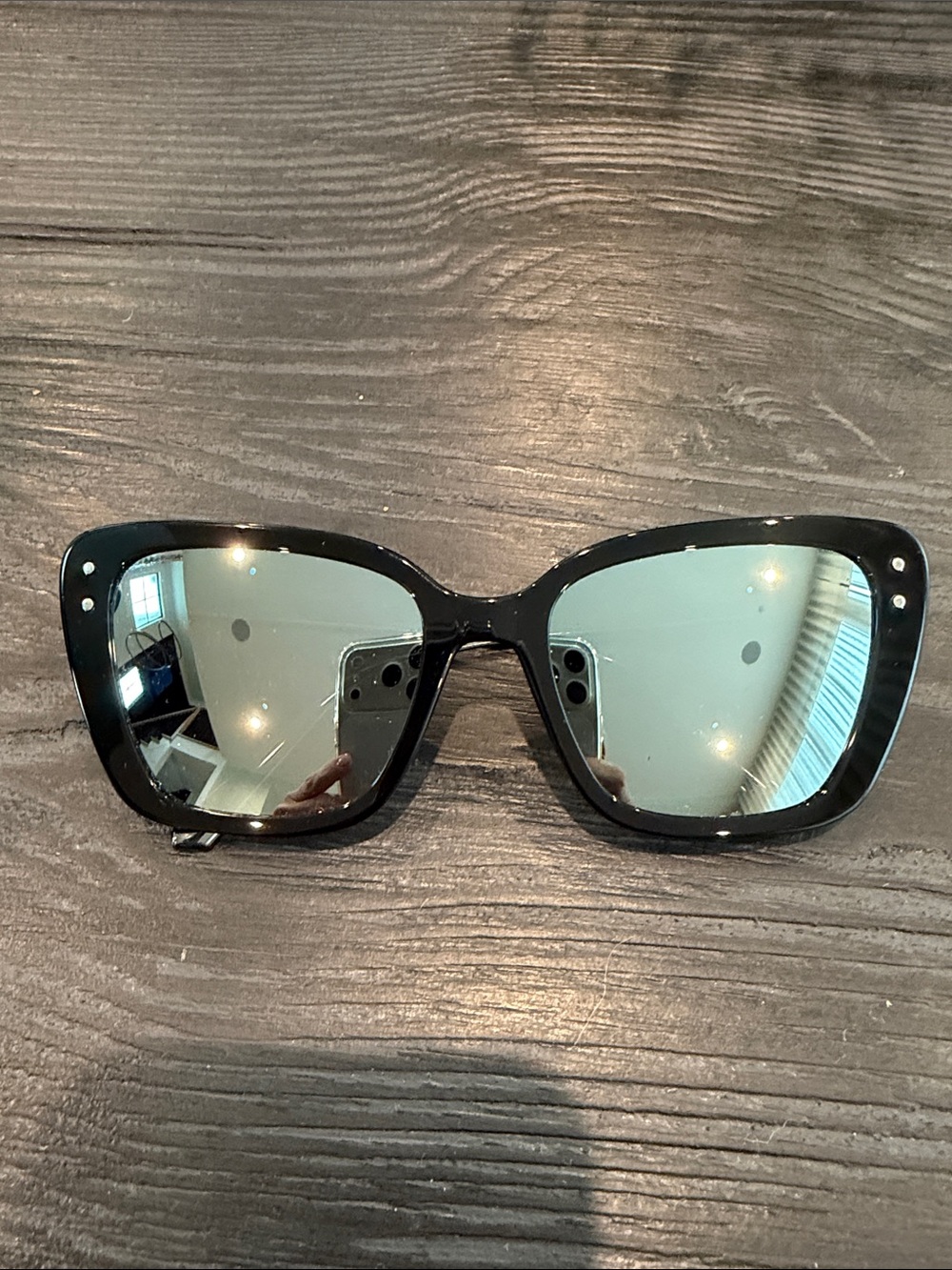 Authentic Christian Dior Black Oversized Square Sunglasses with Mirrored Lenses